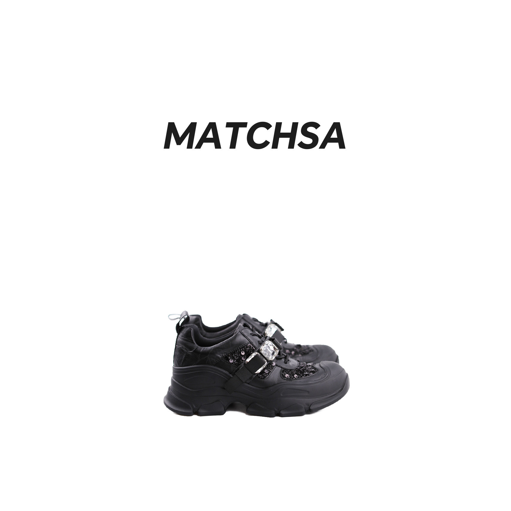 MATCHSA曼琪莎 时尚珍珠亮片水钻甜美花朵厚底增高玛丽珍单鞋