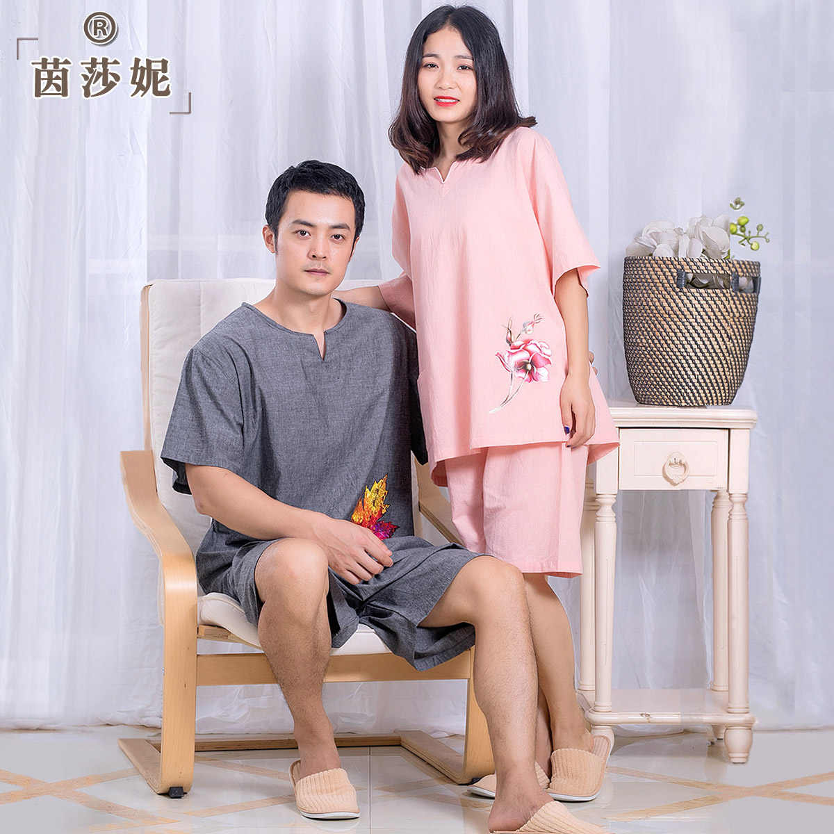 纯棉 艾灸服 前面套头 后背开扣 复古理疗服 印花刺绣夏季薄男/女