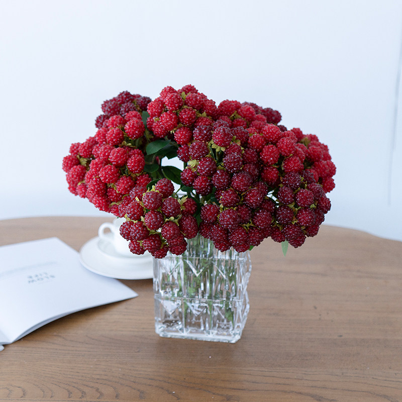 仿真植物树莓红色浆果桑葚果子假花创意客厅装饰花艺餐桌桌花摆件