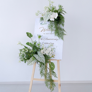 迎宾展板水牌花仿真花店铺开业周年庆氛围布置交车仪式装饰道具