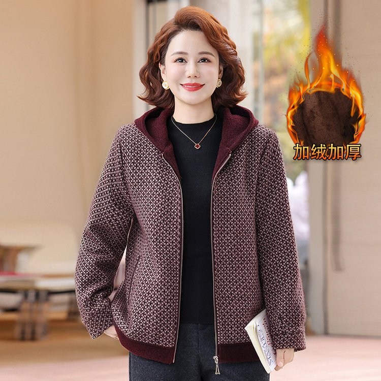 老年人秋装毛呢外套女2025新款