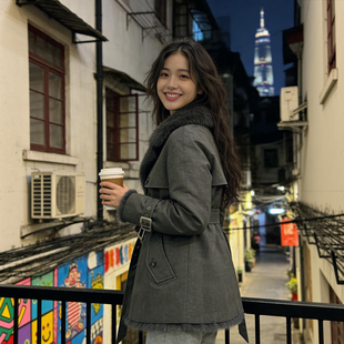 怡家原创新款 派克服百搭宽松海宁轻奢皮草女 雪兔毛内胆大衣中长款