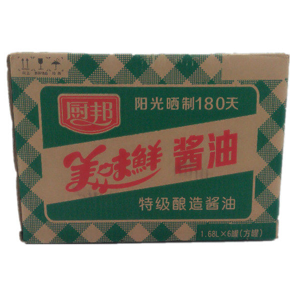 厨邦美味鲜酱油方桶1.68L 整箱6桶一箱酿造限区包邮