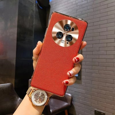 荣耀magic5手机壳高档奢华皮纹