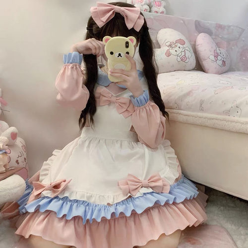 连衣裙女仆装涤纶2024