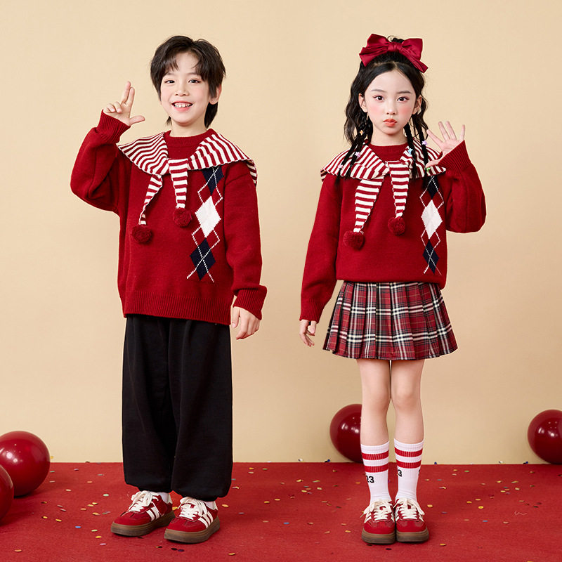 元旦儿童演出服合唱服舞蹈比赛表演服幼儿园小学生毛衣朗诵啦啦队
