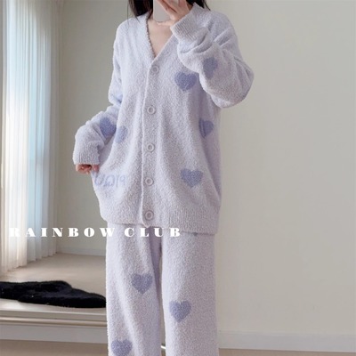 软绵绵半边绒保暖秋冬家居服女士