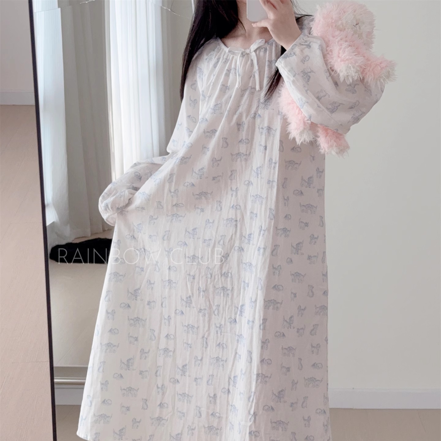 四季全棉纱布睡裙家居服加大加长