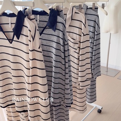 秋冬高级感简约条纹休闲家居服女