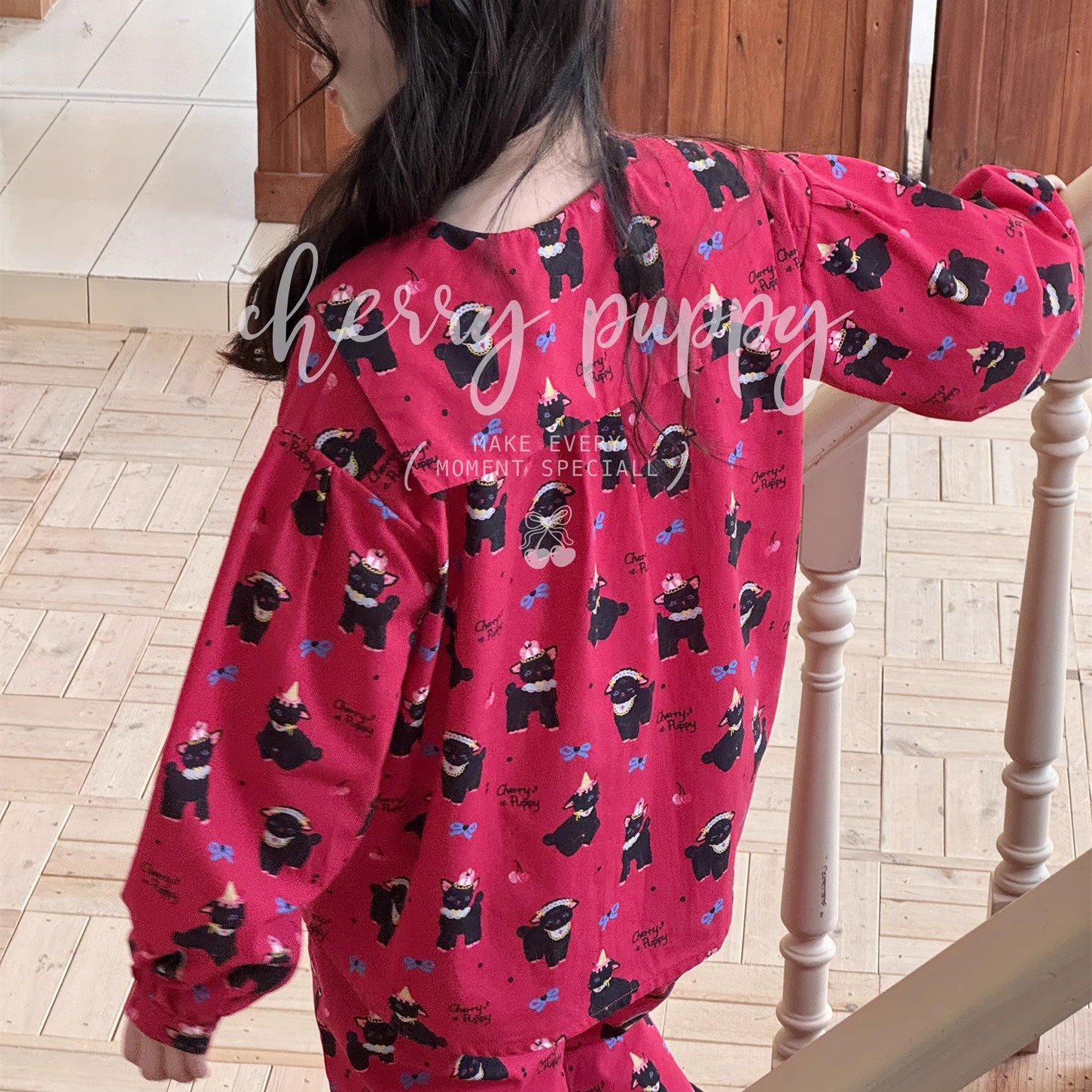 甜酷蛋糕小羊长袖长裤套装