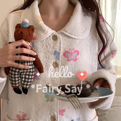 秋冬珊瑚绒保暖加厚家居服女士