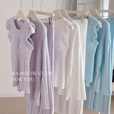 秋冬女软绵绵睡衣三件套