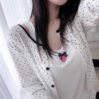 四季含胸垫家居服三件套女士