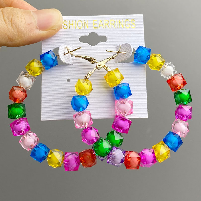 韩版简约大圈圈耳环2024新款潮糖果色个性夸张时髦显瘦女耳圈