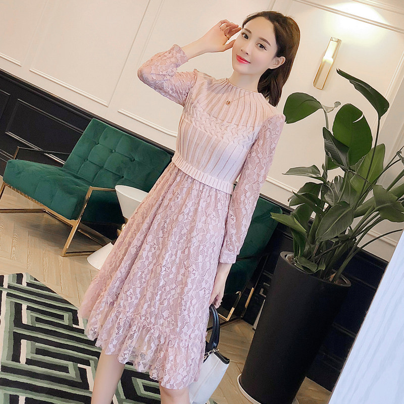 秋季女装蕾丝连衣裙2020新款韩版显瘦收腰纯色绣花a字打底裙春秋|msdalam kategori Butik wanita / wanita, pakaian - dari Buy2taobao.com untuk memberikan perkhidmatan ejen Taobao profesional membeli