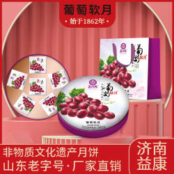 益康葡萄软月月饼礼盒圆铁盒非物质文化遗产中秋月饼礼盒团购济南