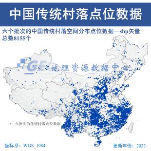 2023新中国传统村落空间分布点位数据shp矢量村中心点位gis出图