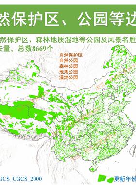 新全国自然保护区自然公园边界shp矢量数据森林地质湿地沙漠gis