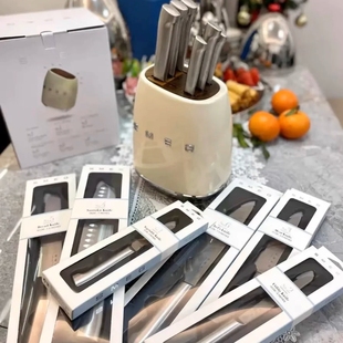 smeg刀具套装七件套斯麦格刀复古不锈钢西餐西式厨刀厨房家用菜刀
