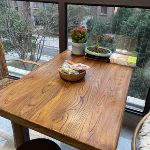 耐用老榆木大板茶桌家用书画桌民宿茶楼餐桌茶几实木长方形吧台