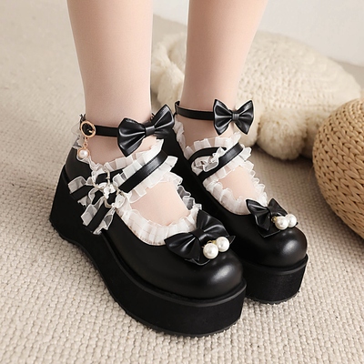 taobao agent Doll head, black high footwear platform, Lolita style