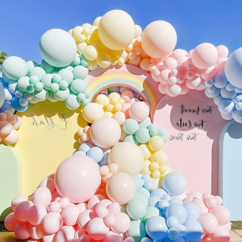 马卡龙气球链彩色马卡龙彩虹颜色气球拱门生日婚礼派对装饰气球