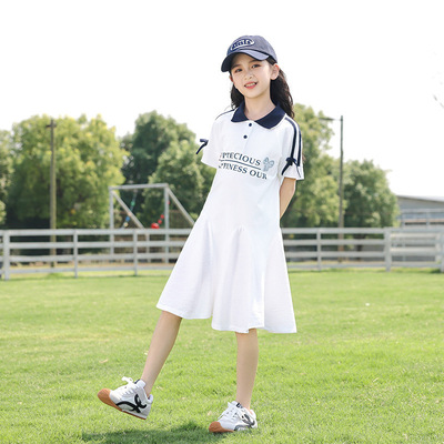 女童连衣裙夏装2025新款大童儿童夏季Polo裙10岁女孩夏天洋气裙子