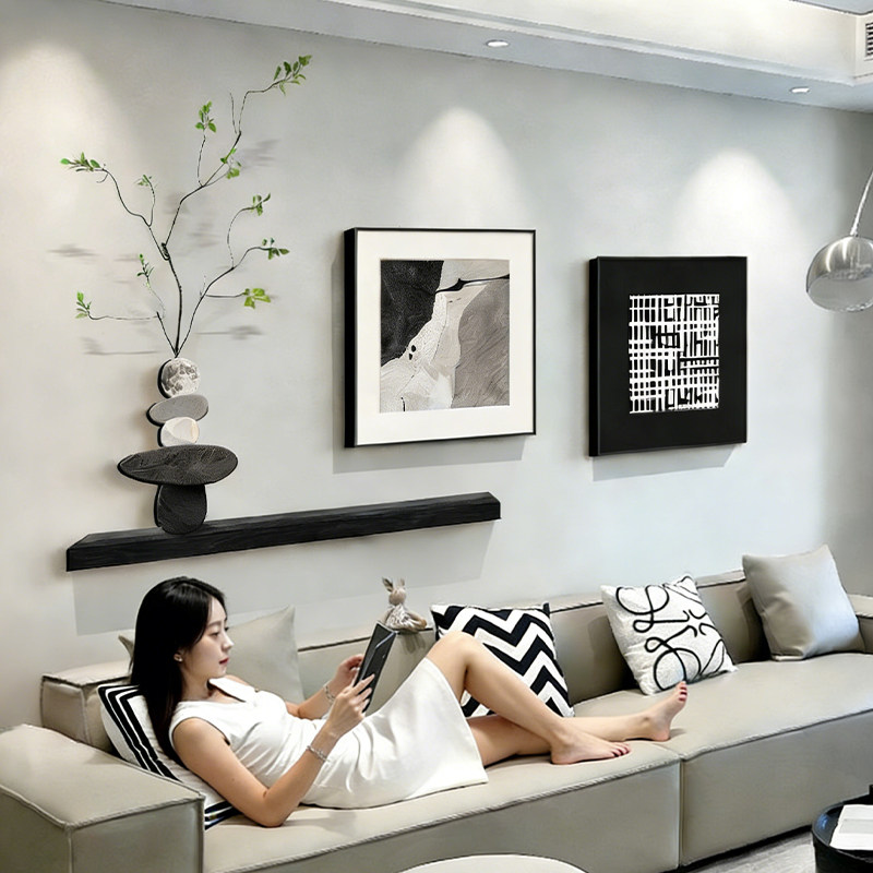 中风古轻奢高级感三联客厅装饰画沙发背景墙高档大气挂画2026新款,家居饰品,现代装饰画,淘宝优惠券,粉丝福利购,淘宝优惠卷