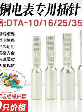 DTA-10全铜电表插针16/25/35平方 电表箱专用针式线鼻子纯铜镀锡