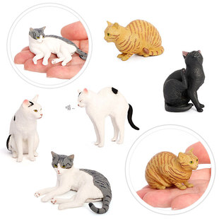 仿真动物猫模型 可爱小猫咪斑点猫橘猫黑白猫宠物猫儿童认知摆件
