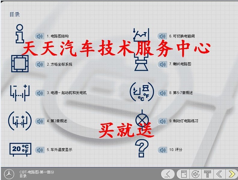 奔驰汽车电路图资料维修资料中英文讲解 4S店培训图文视频 买就送