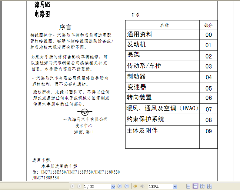 2014年款海马M5海马汽车海马M5电路图汽车资料