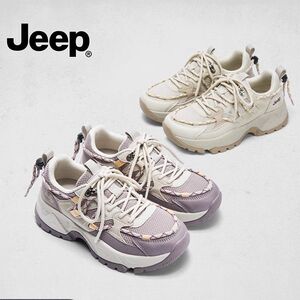 jeep厚底超火紫色老爹鞋女2026新款百搭增高休闲鞋潮牌复古运动鞋