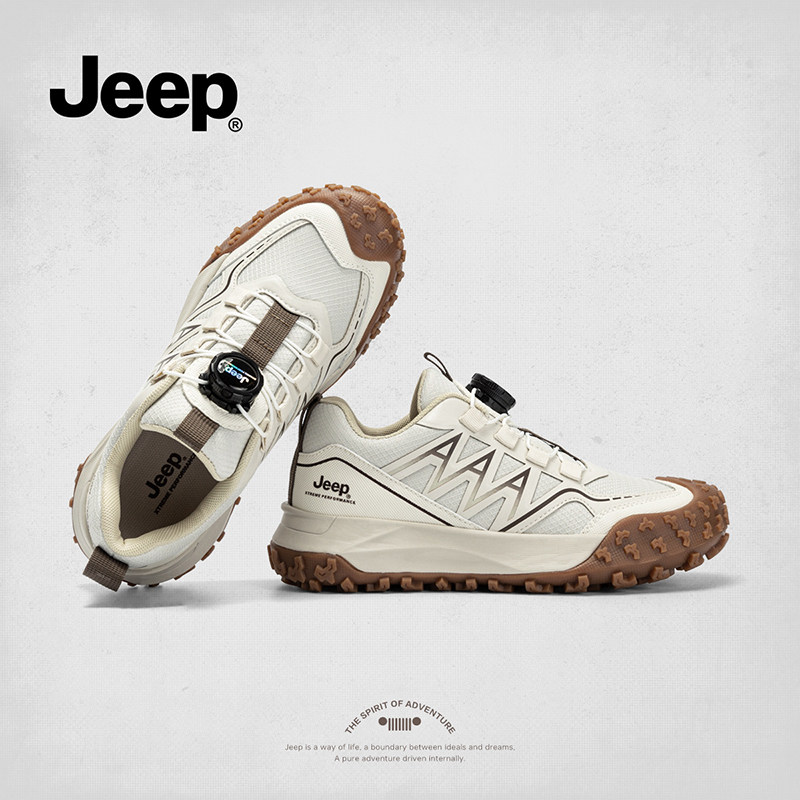 jeep秋冬新款户外徒步登山鞋女减震轻便跑步运动鞋灰色女士休闲鞋
