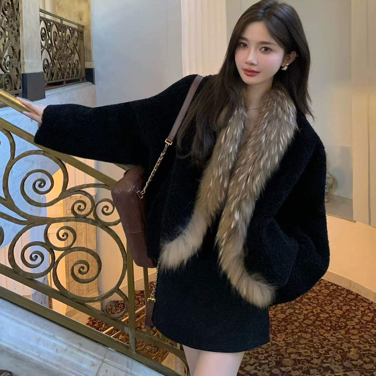 贵女Alpha绵羊羔羊毛皮毛一体慵懒皮草貉子毛毛外套女冬新款