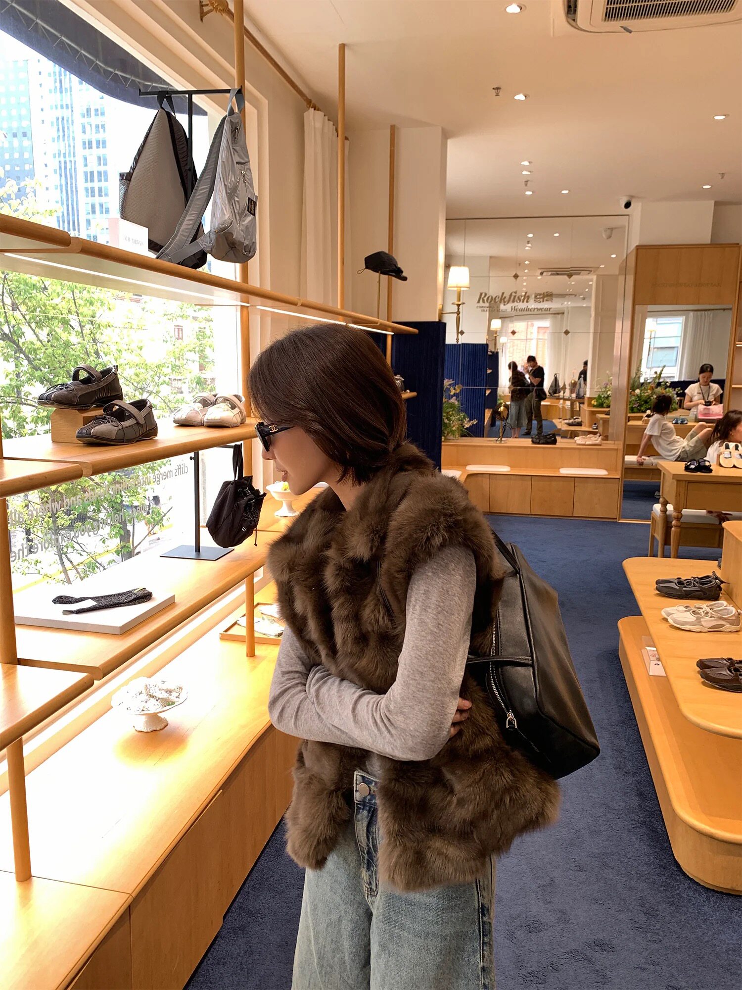 "南法少女"芬兰进口翻领狐狸毛皮草毛毛外套女马甲背心冬