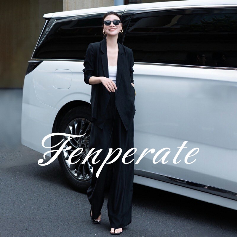 FENPERATE老钱风通勤西装套装女秋新款廓形西服外套阔腿裤两件套