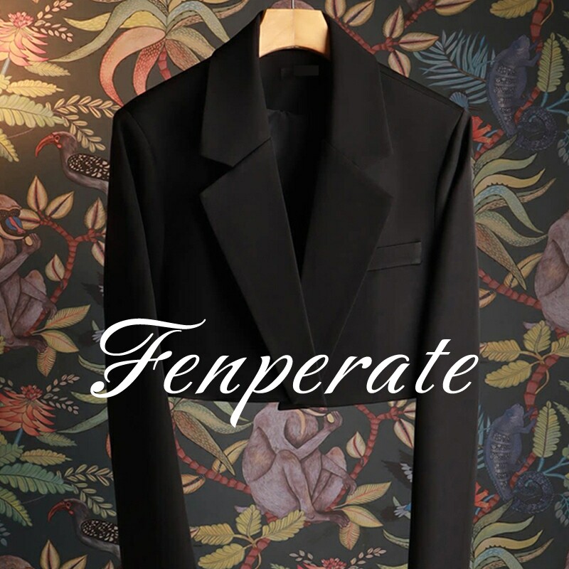 FENPERATE黑色短款西装外套女春秋百搭通勤质感显瘦韩版休闲上衣