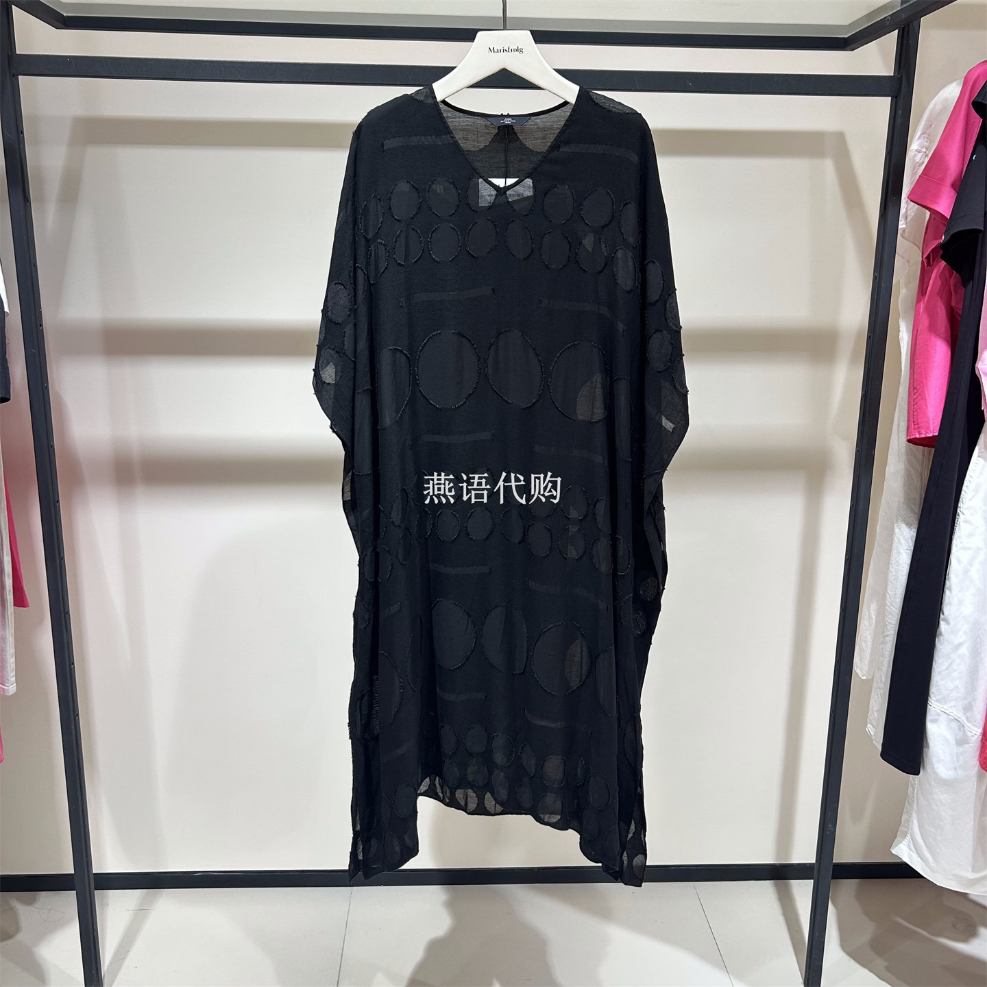 AUM奥姆正品夏季女镂空短袖网纱宽松刺绣连衣裙专柜4280商场同款