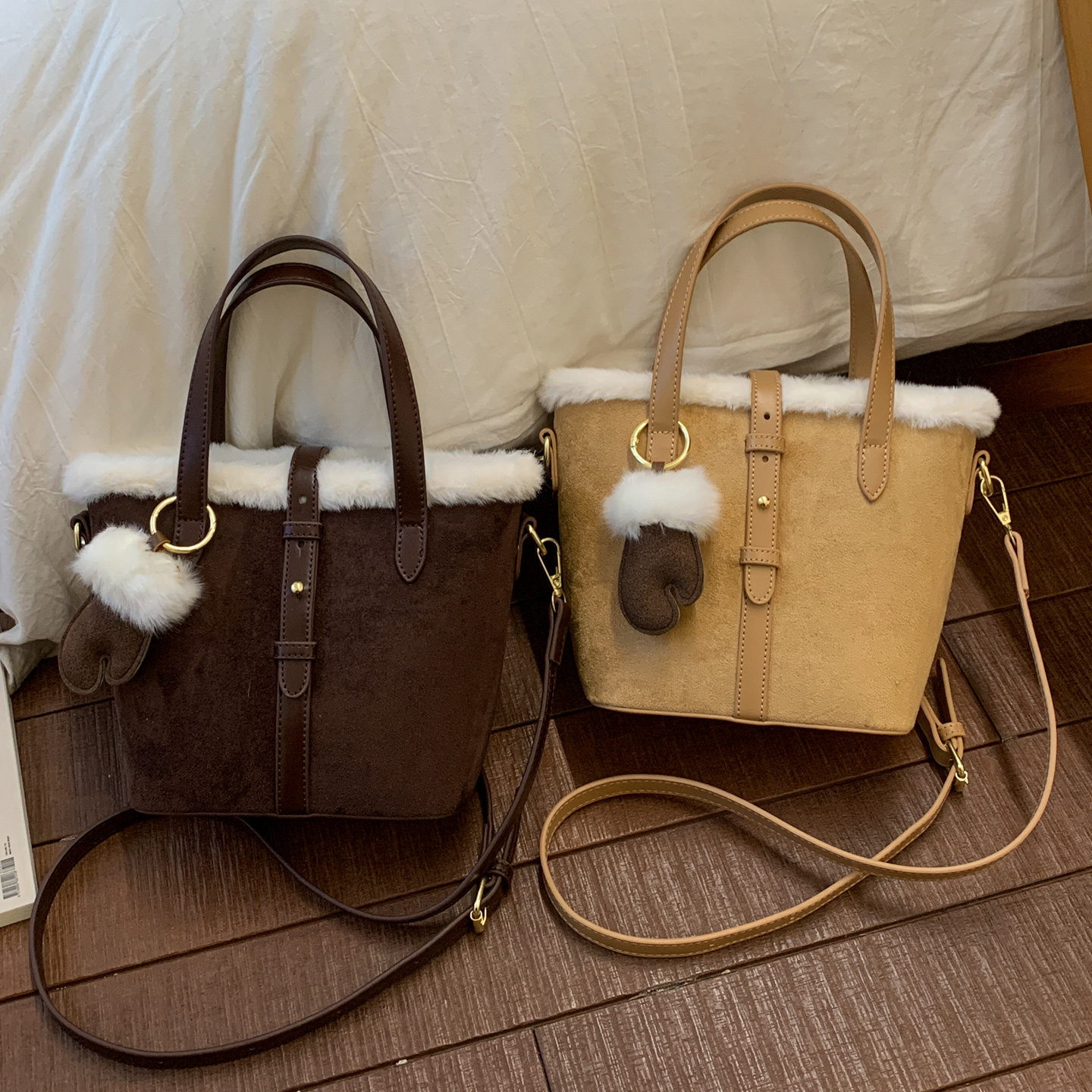 包包女小众毛茸茸水桶包女2026秋冬复古绒面羊羔毛新款手提斜挎包,箱包皮具/热销女包/男包,水桶包,淘宝优惠券,粉丝福利购,淘宝优惠卷