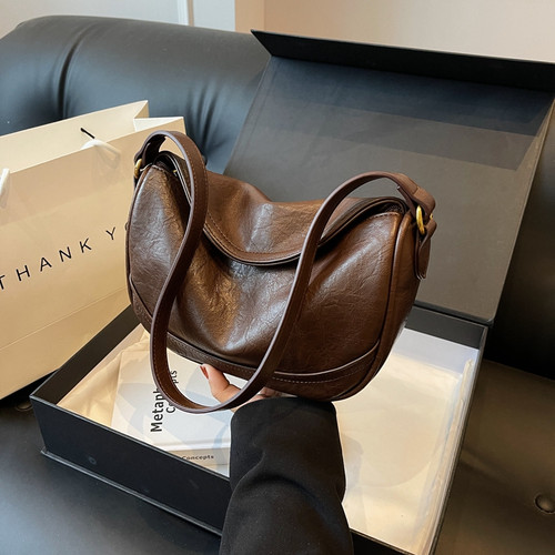 复古单肩通勤新款高级感饺子包