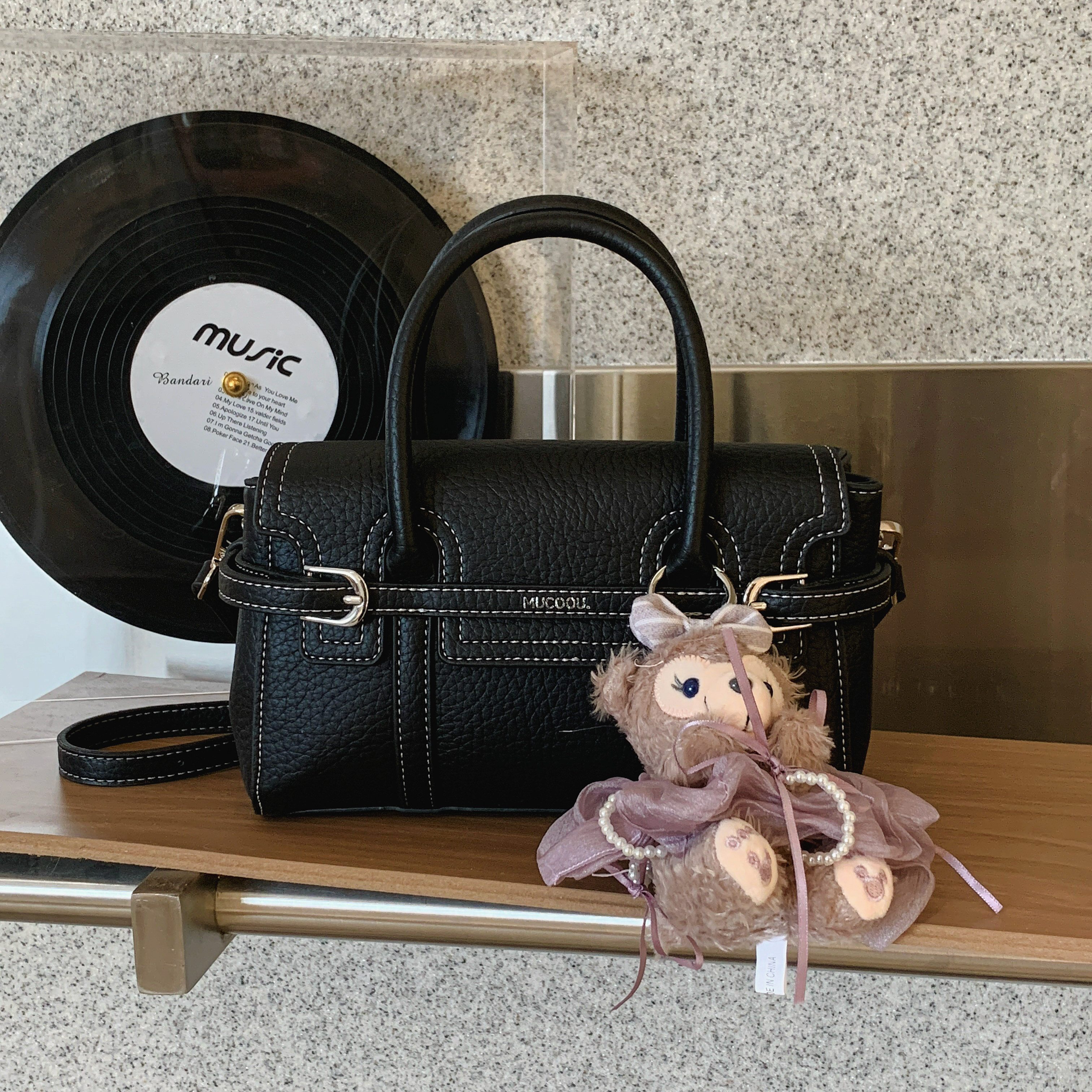 包包女复古荔枝纹机车手提包2026新款潮通勤百搭斜挎包迷你凯莉包