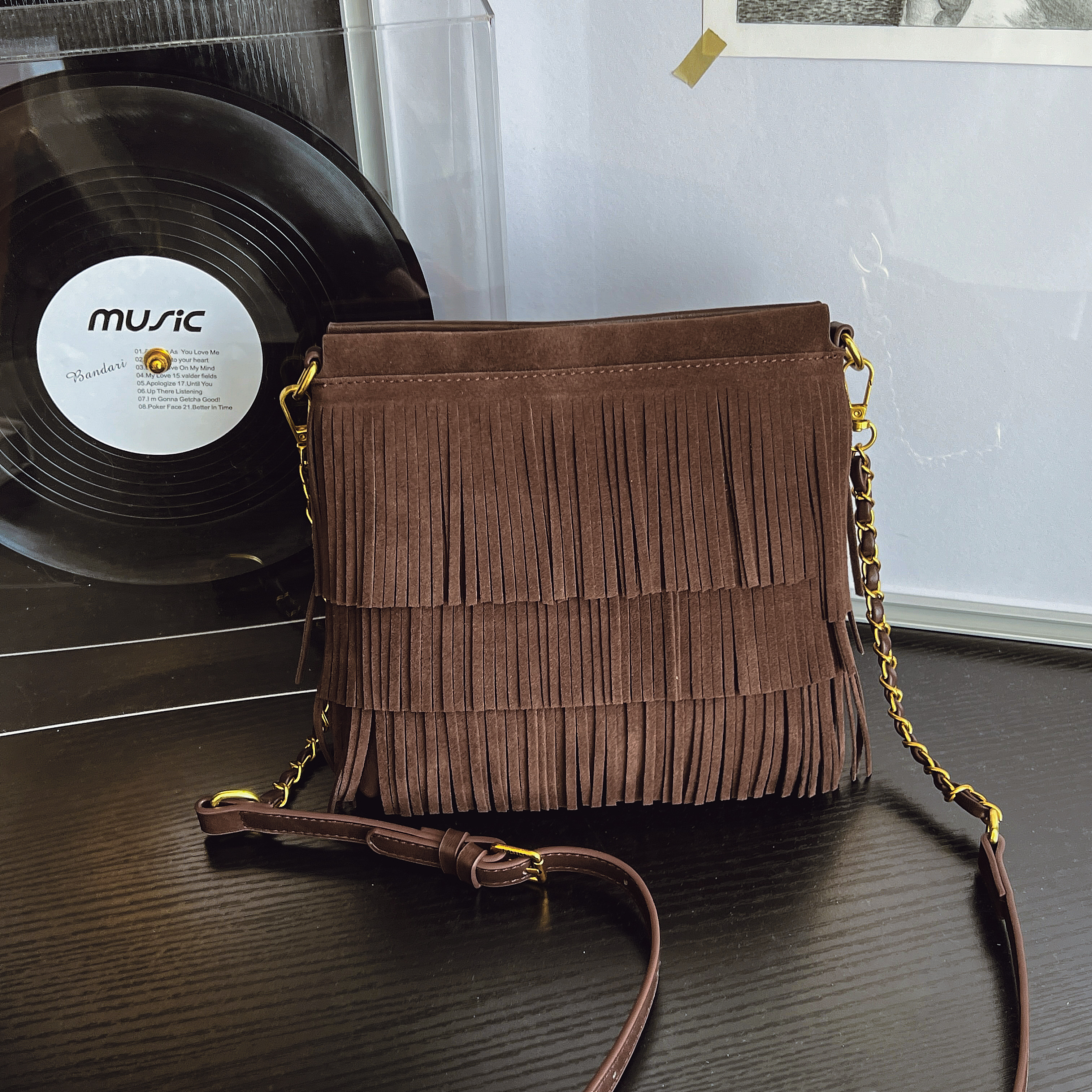 美拉德复古磨砂皮波西米亚小方包