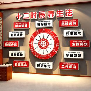 网红中医十二时辰钟图养生馆店墙装饰挂画文化美容院氛围布置形象