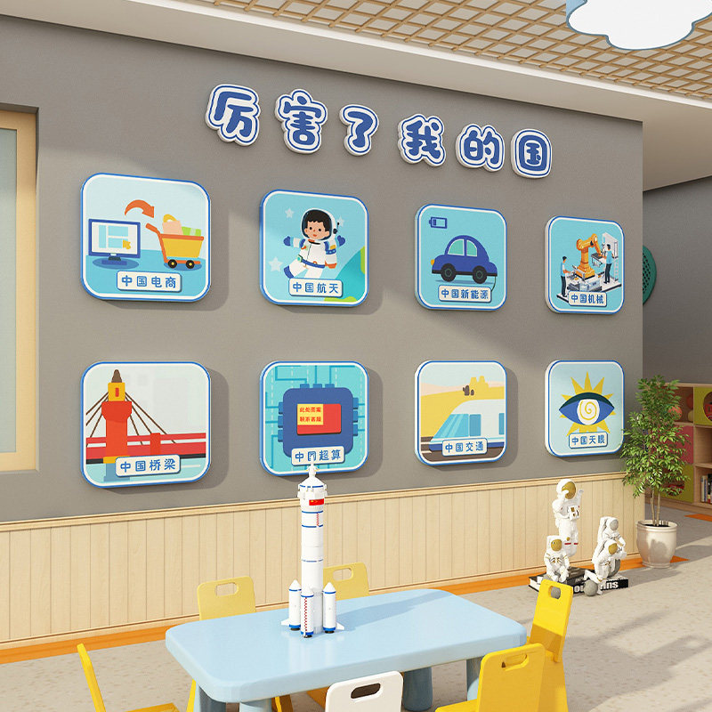 幼儿园环创爱国主题成品墙面装饰材料厉害了我的国文化教室布置贴