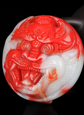 天然新疆和田玉彩玉貔貅皮带扣