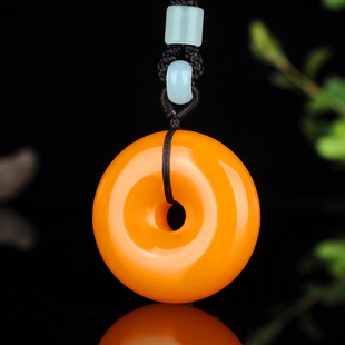 天然新疆和田玉黄玉平安扣吊坠男女情侣款护身保平安玉石挂件项链