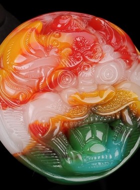 天然和田玉彩玉霸气虎头皮带扣