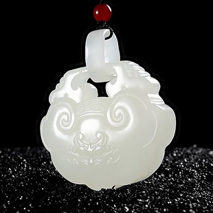 天然新疆和田玉白玉长命锁吊坠如意平安玉锁项链挂件羊脂玉挂坠