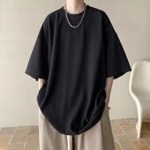 t恤男生夏季 半袖 美式 宽松大码 T恤上衣服 重磅垂感体恤男士 冰丝短袖